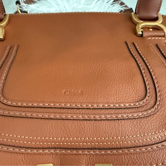 Chloe Tan Leather Satchel with Gold Accents Caramel Medium. Like New - Picture 3 of 14